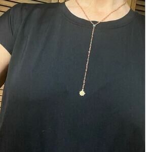 Rebecca Minkoff Orange Bead Starburst Y-Drop Necklace Adjustable